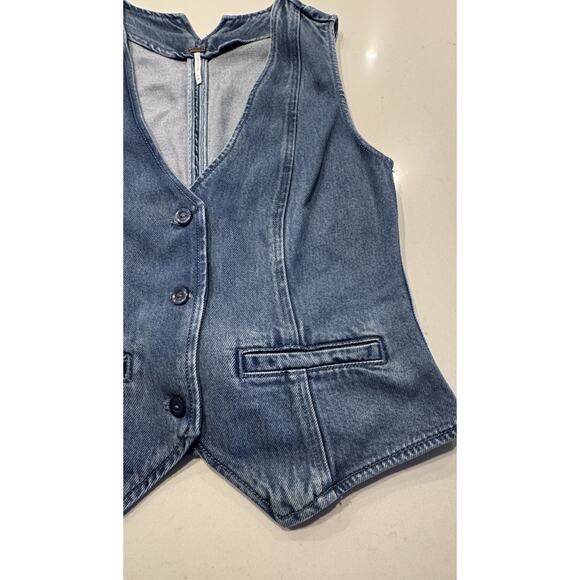 Young Fabulous & Broke YFB Veda Denim Vest Women’s Size Medium Boho Western - Picture 2 of 7